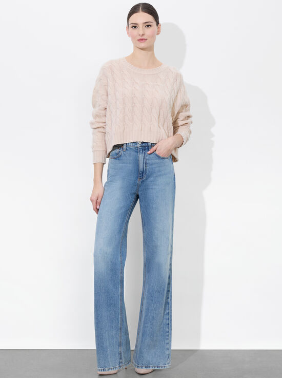 OATMEAL HEATHER-CECILIE CABLEKNIT PULLOVER