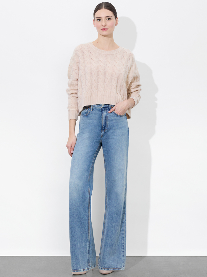 CECILIE CASHMERE CABLEKNIT PULLOVER - OATMEAL HEATHER image 1 - Alice And Olivia