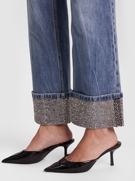 BROOKLYN BLUE-CHIC EMBELLISHED ANKLE JEAN