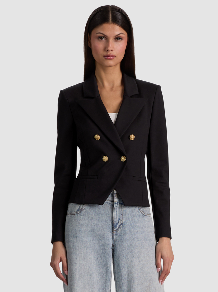 SABLE DOUBLE BREASTED CROPPED BLAZER - BLACK - ALICE + OLIVIA