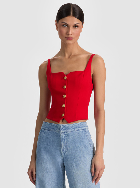 CHILI PEPPER-KELCEY BUTTON FRONT TOP