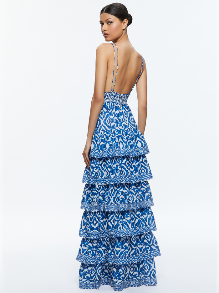 IMOGENE TIERED MAXI DRESS - ARTISAN IKAT FRENCH BLUE image 2 - Alice And Olivia
