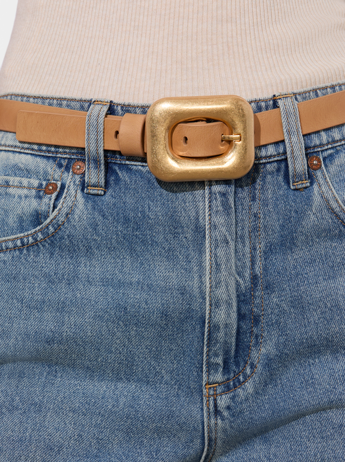 LETTY BUCKLE BELT - TAN/GOLD image 2 - Alice And Olivia