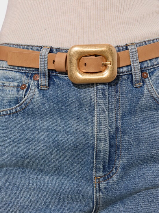 TAN/GOLD-LETTY BUCKLE BELT