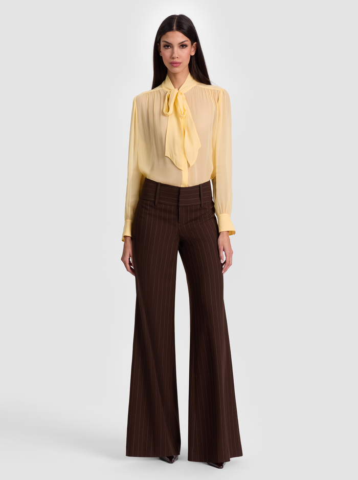 OLIVIA WIDE LEG PANT - DARK CHOCOLATE/OFF WHITE image 4 - ALICE + OLIVIA