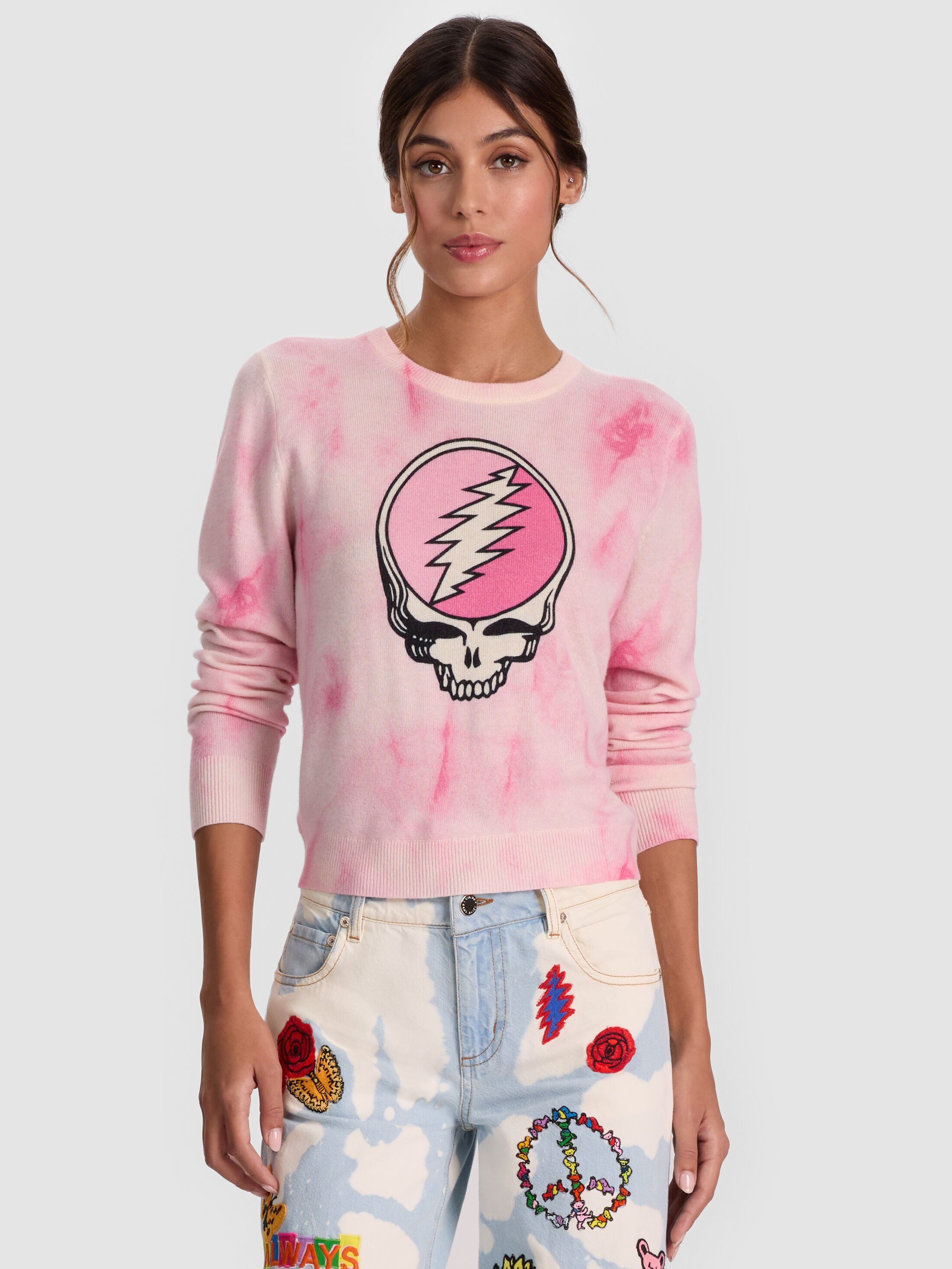 A+O X GRATEFUL DEAD CAROLEE PULLOVER in STATIC TIE DYE PINK