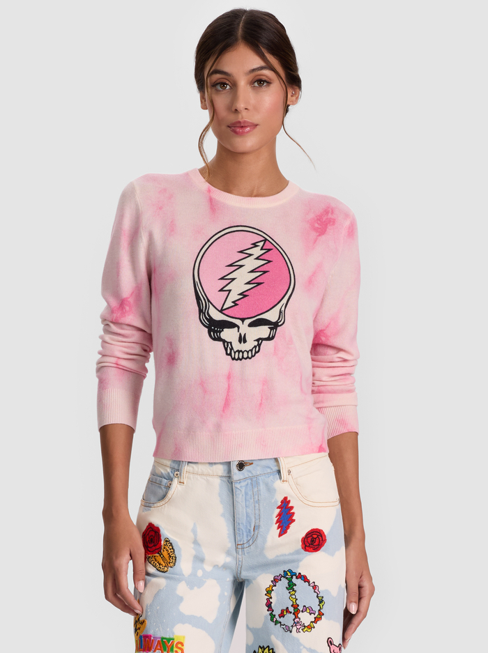 A+O X GRATEFUL DEAD CAROLEE PULLOVER - STATIC TIE DYE PINK - Alice And Olivia