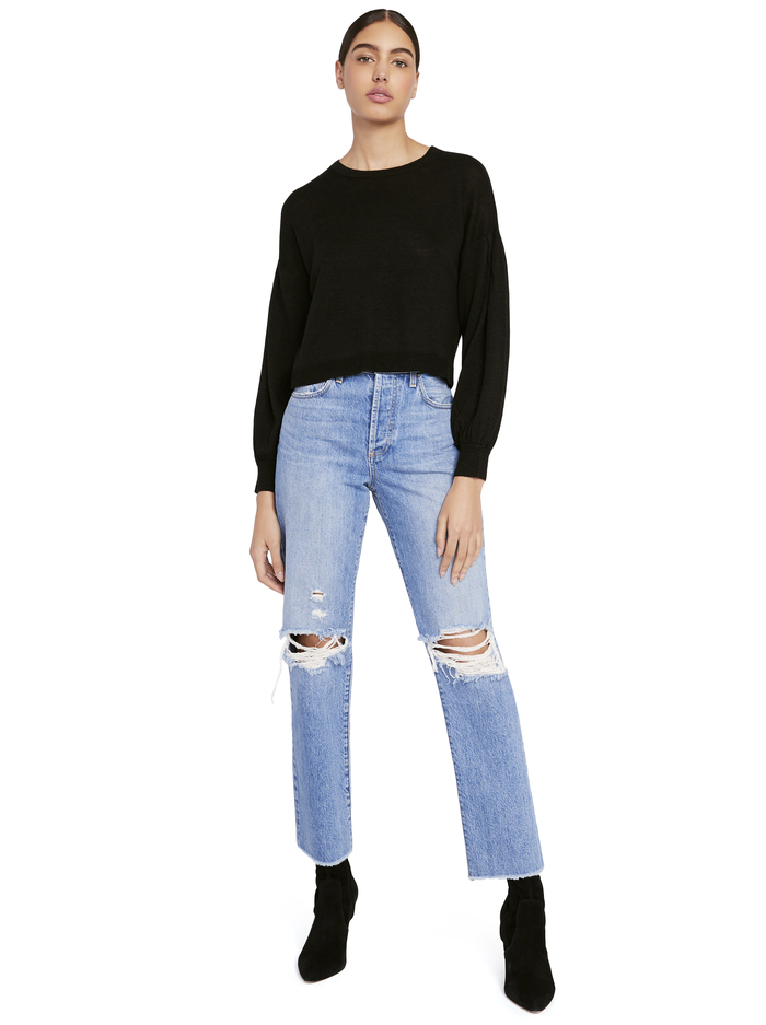 ANSLEY BLOUSON SLEEVE PULLOVER - BLACK image 4 - Alice And Olivia