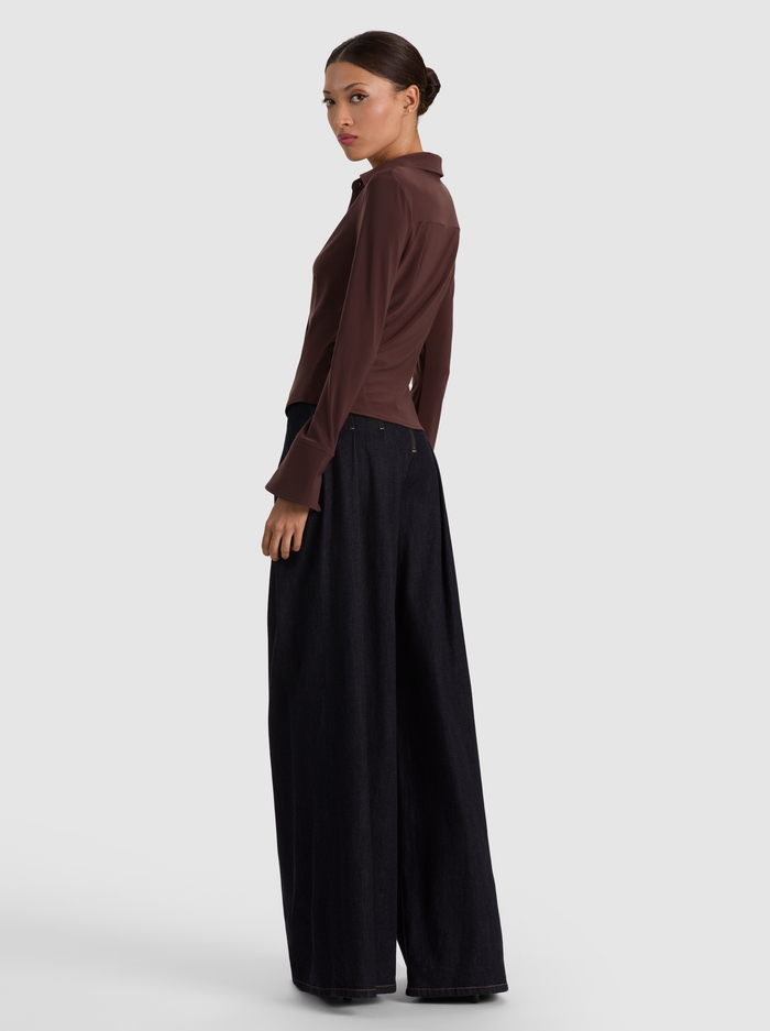 FREYA BUTTON DOWN TOP - DARK CHOCOLATE image 2 - ALICE + OLIVIA