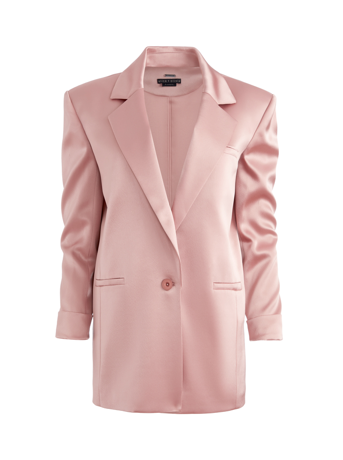 SHAN RUCHED SLEEVE BLAZER - BURNT ROSE image 5 - Alice And Olivia