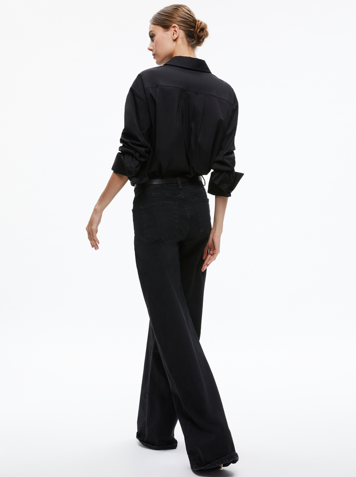 FINELY OVERSIZED BUTTON DOWN SHIRT - BLACK image 1 - Alice And Olivia
