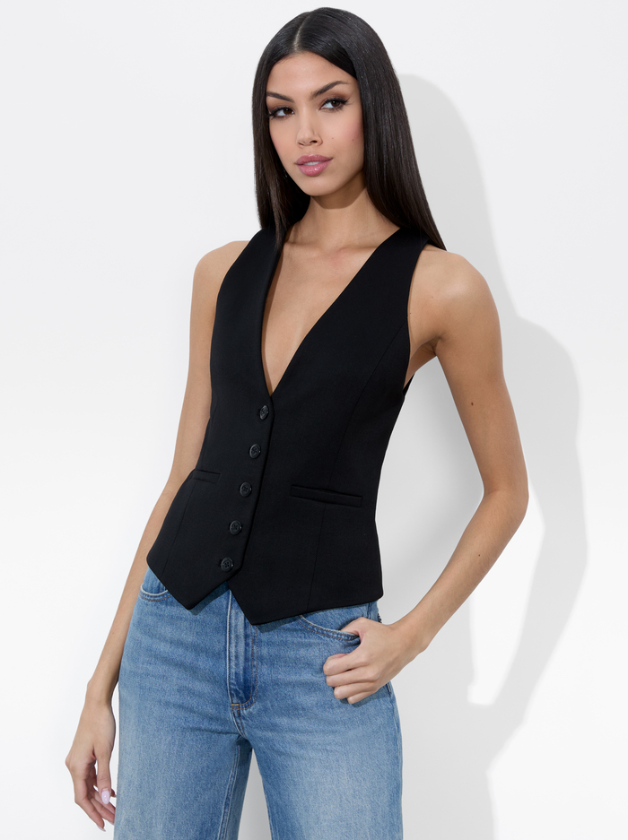 MAZIE VEST - BLACK - Alice And Olivia