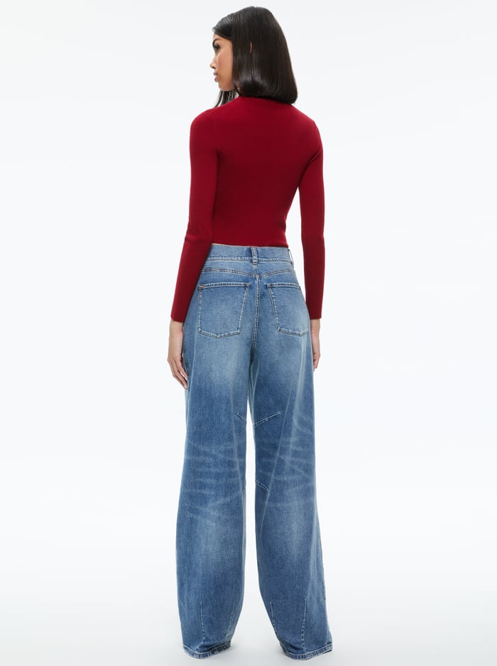 SENAIDA CROPPED MOCK NECK PULLOVER - BORDEAUX image 1 - Alice And Olivia