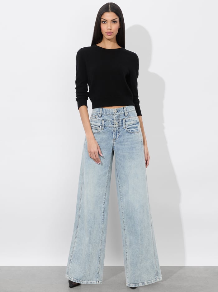 COOL DOUBLE WAISTBAND JEAN - ROCKSTAR BLUE image 1 - Alice And Olivia