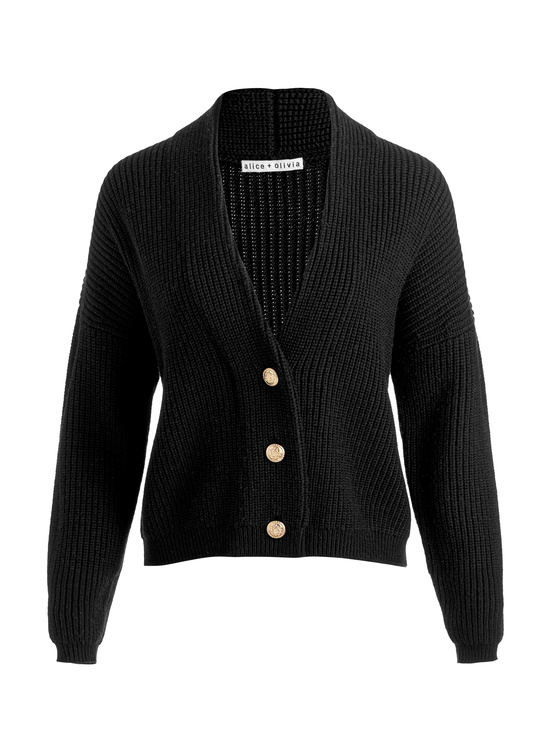 BLACK-HOLDEN FOLDBACK CARDIGAN