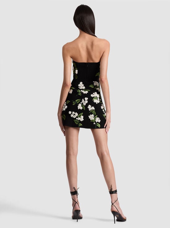 BLACK/OFF WHITE-VELIA EMBELLISHED MINI GOWN
