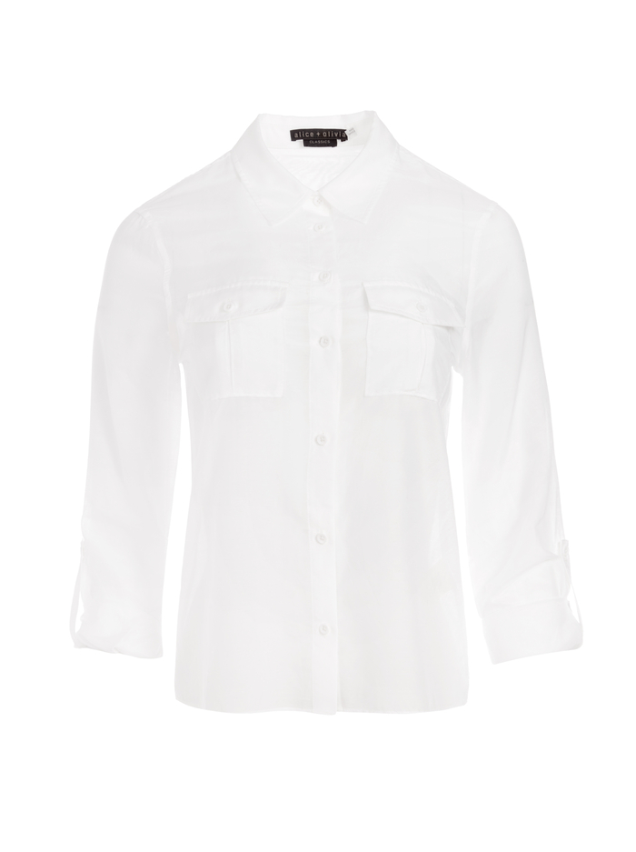 WILLA CARGO POCKET TOP - WHITE image 5 - Alice And Olivia