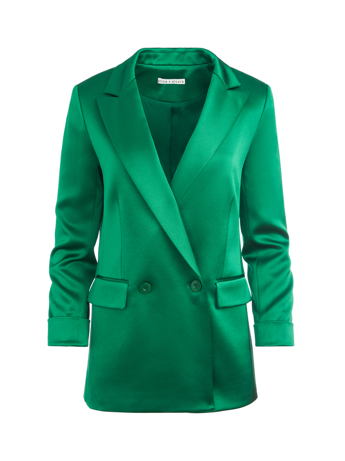 JUSTIN BUTTON FRONT BLAZER - DEEP EMERALD image 1 - Alice And Olivia