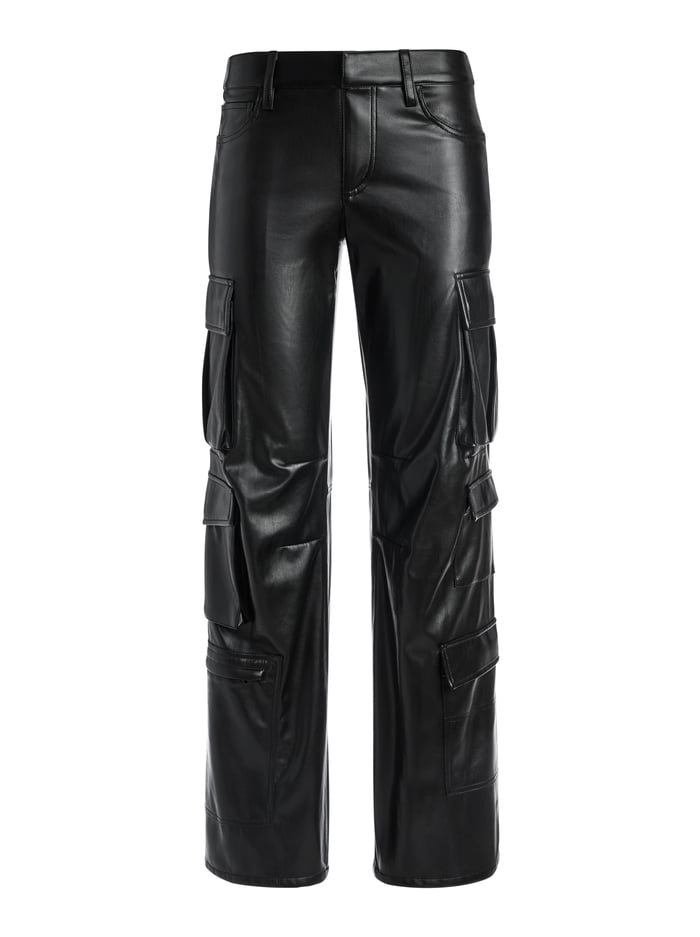 LUIS VEGAN LEATHER CARGO PANT - BLACK image 5 - Alice And Olivia