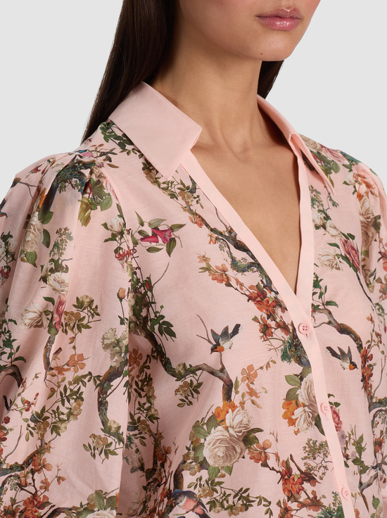 SUNSET GROVE ENGLISH ROSE-CHARIS BUTTON DOWN BLOUSE