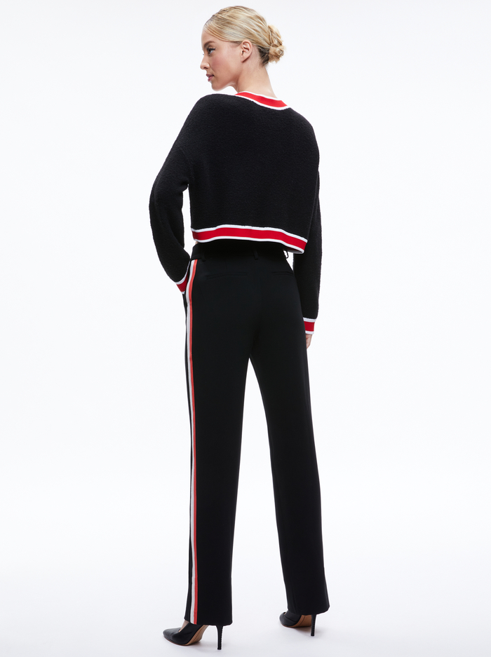 JUANA CROPPED CARDIGAN - BLACK/PERFECT RUBY image 1 - Alice And Olivia