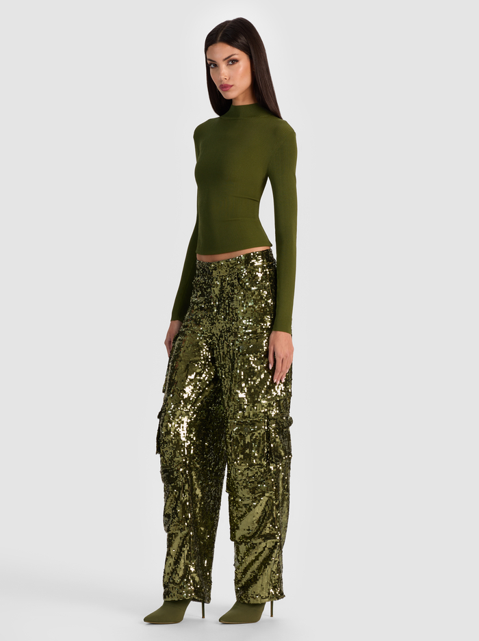 ROBERTA RIBBED TURTLENECK - DARK OLIVE image 4 - Alice And Olivia