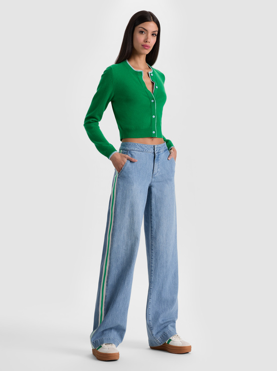 EDIE WASH/OFF WHITE/GREEN APPL-XANDER RACING STRIPE JEAN