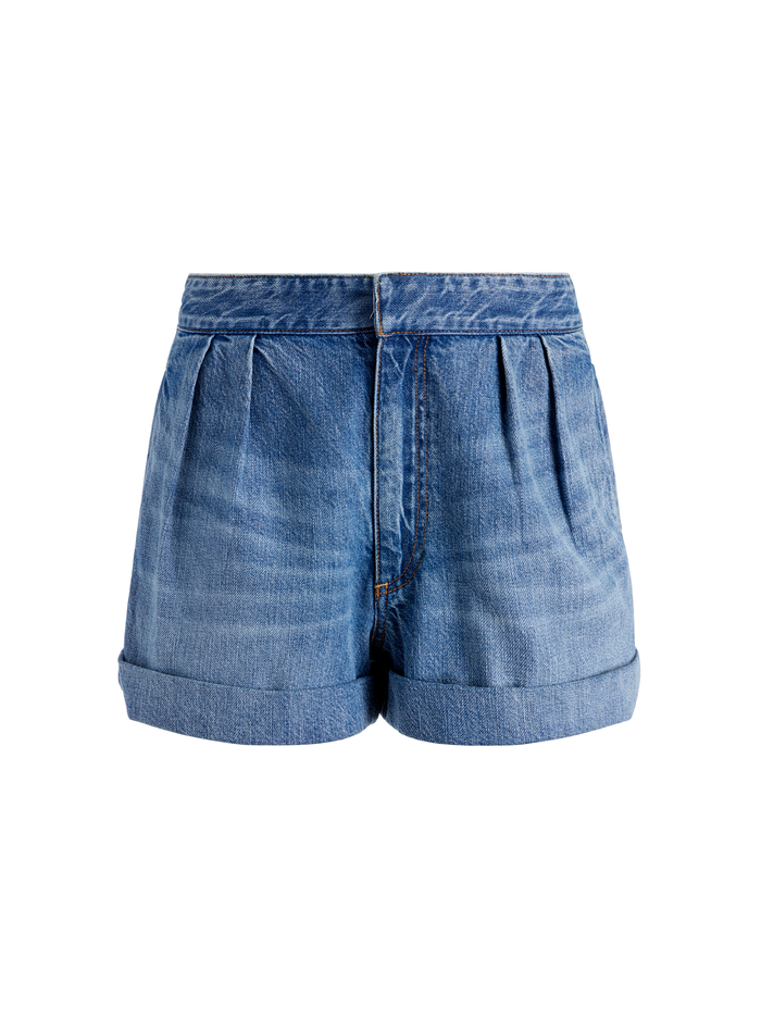 CONRY PLEATED DENIM SHORT - IVY BLUE image 5 - Alice And Olivia