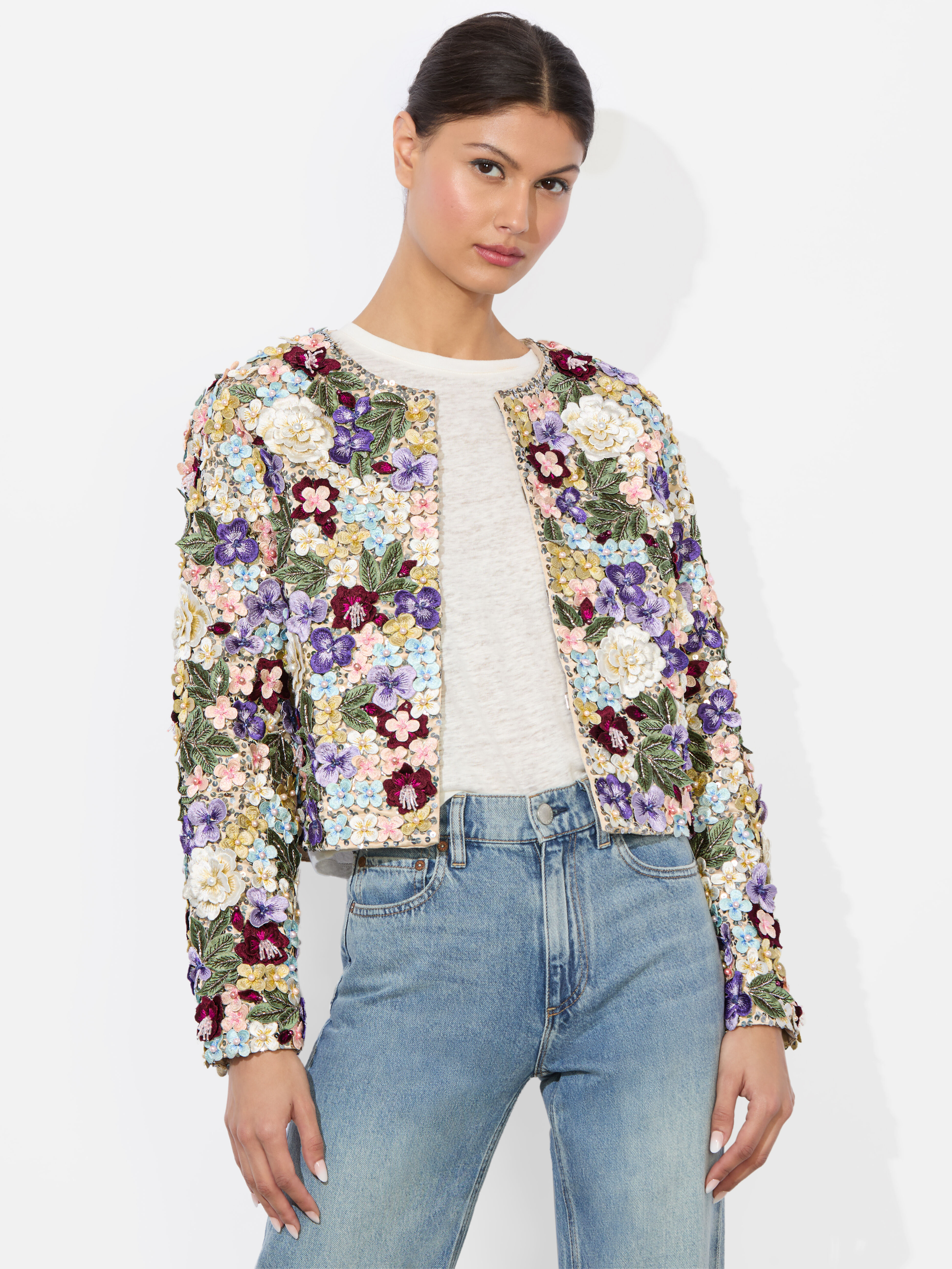 送料無料 通販 激安 Kidman Embellished Jacket In Champagne/multi | Alice + Olivia 化粧水・ローション・トナー