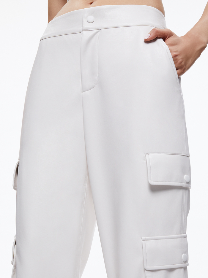 HAYES VEGAN LEATHER WIDE LEG PANT - OFF WHITE image 3 - ALICE + OLIVIA