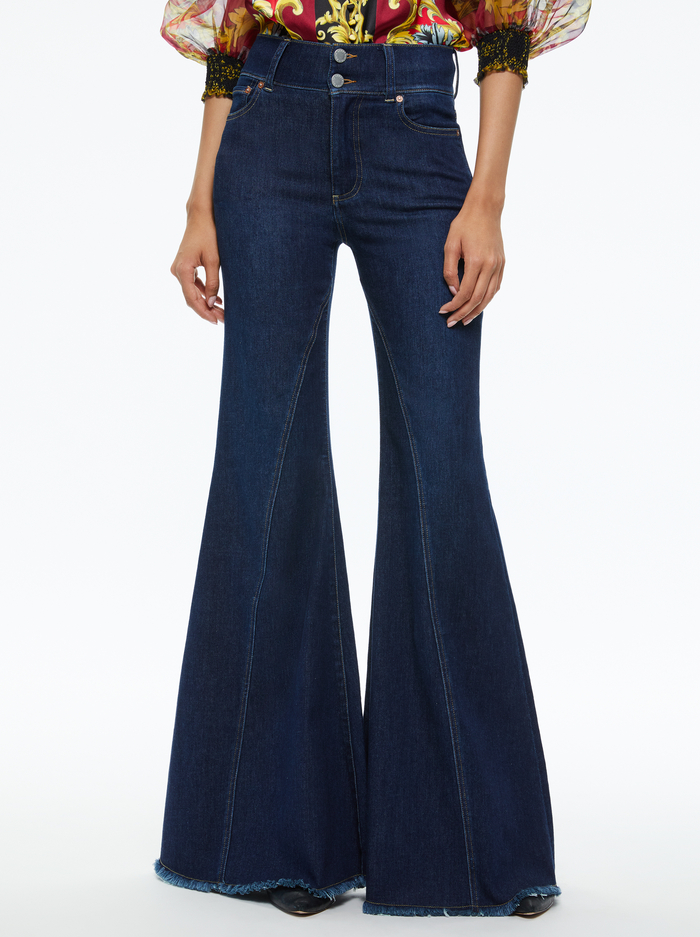 BEAUTIFUL HIGH RISE RUFFLE HEM JEAN - DREAM ON - Alice And Olivia