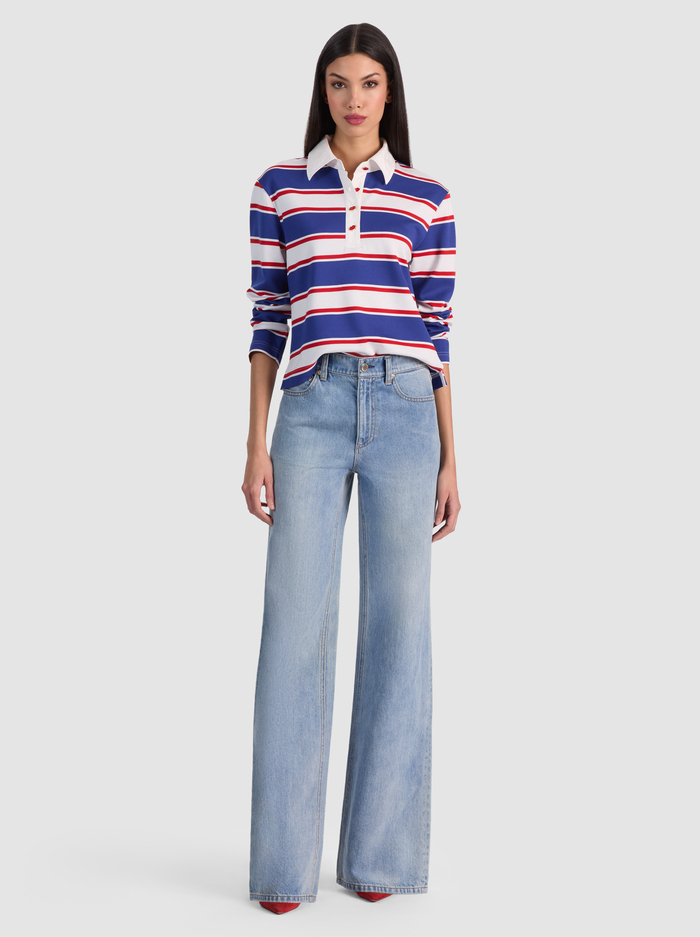 LYLE RUGBY POLO TOP - AMERICANA STRIPE image 2 - ALICE + OLIVIA