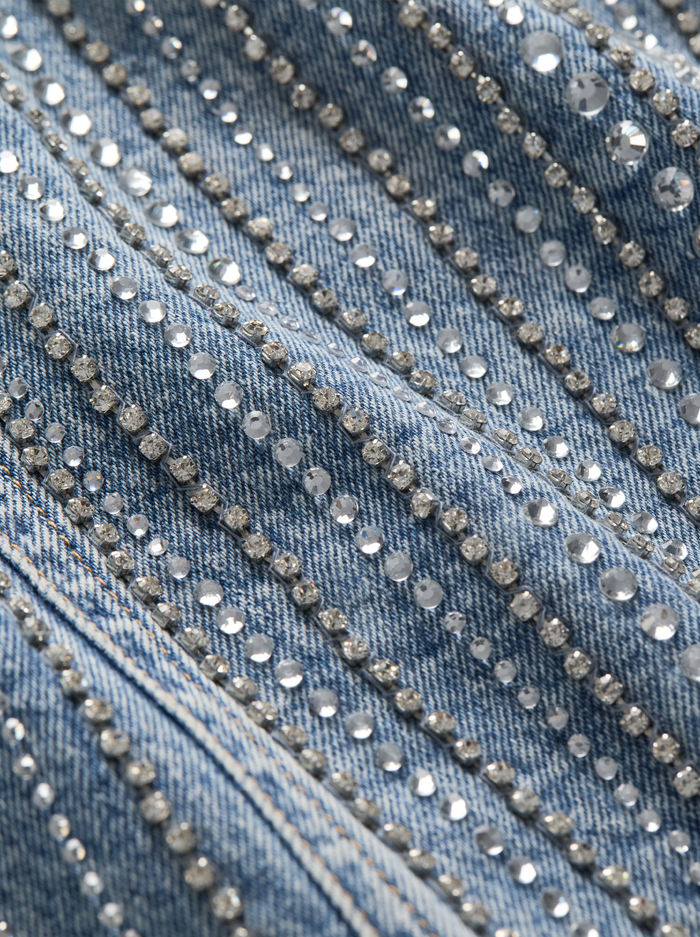 KIERA EMBELLISHED DENIM MINI SKIRT - FIONA VINTAGE BLUE image 1 - ALICE + OLIVIA