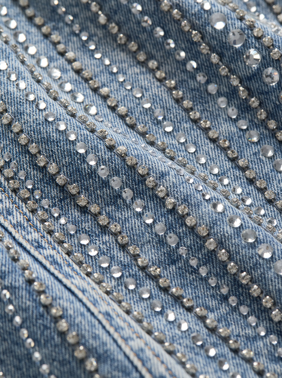 FIONA VINTAGE BLUE-KIERA EMBELLISHED DENIM MINI SKIRT