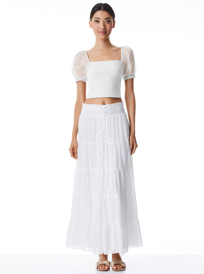 AISHA BUTTON FRONT MAXI SKIRT - OFF WHITE image 2 - Alice And Olivia