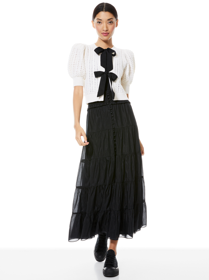 AISHA BUTTON FRONT MIDI SKIRT - BLACK image 4 - Alice And Olivia