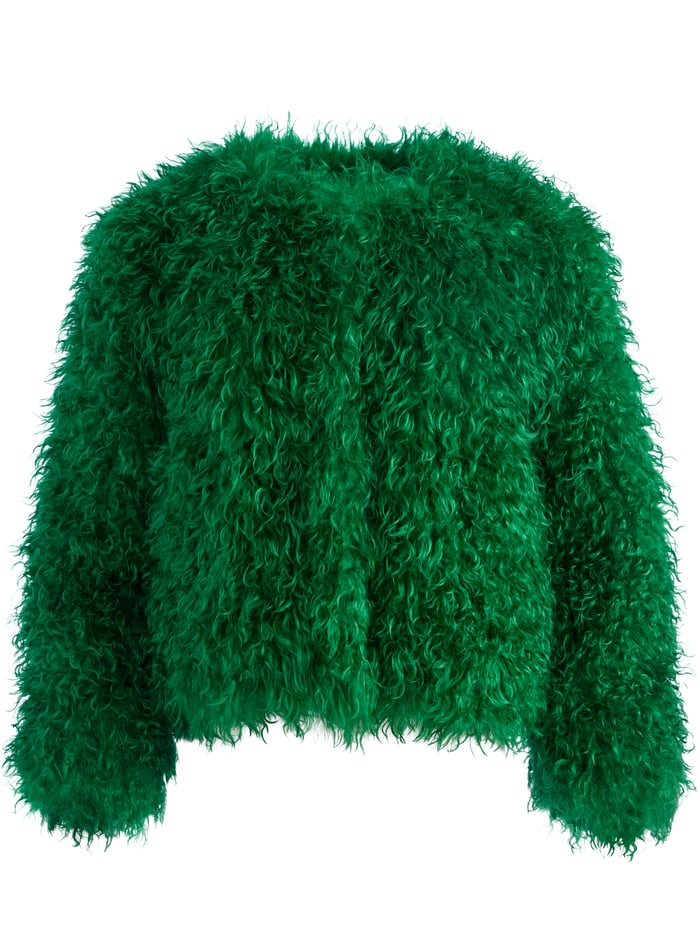 JERRIE COLLARLES FAUX FUR COAT - EMERALD image 5 - Alice And Olivia