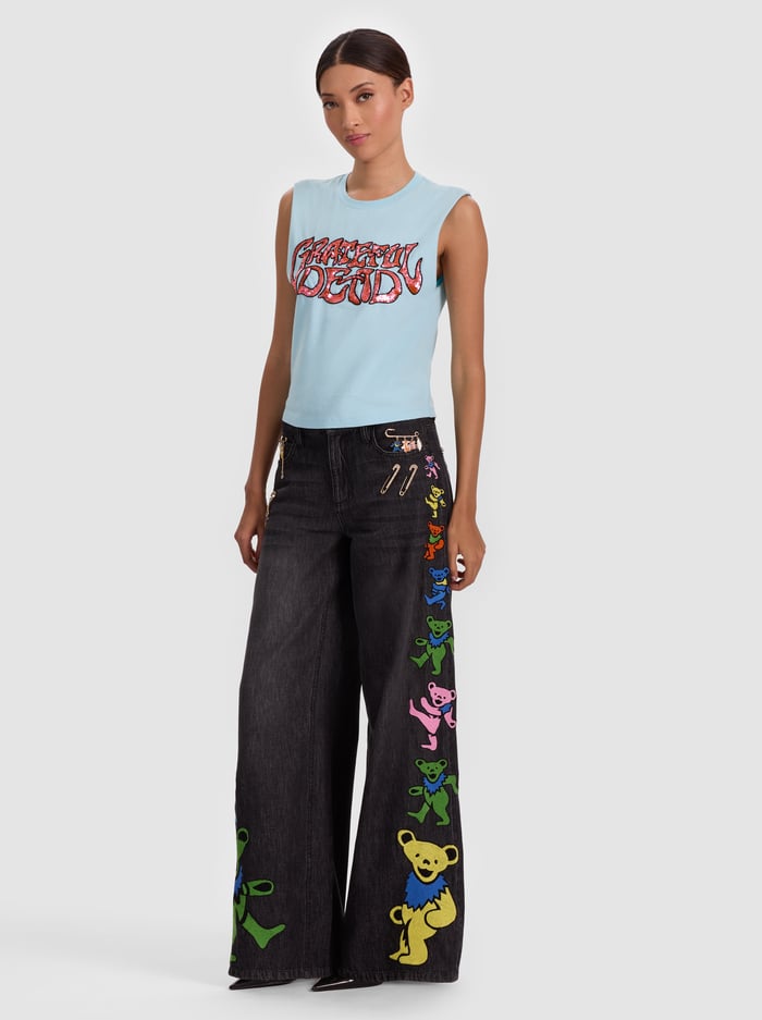 A+O X GRATEFUL DEAD MICAH MUSCLE TANK - CAROLINA BLUE MULTI image 5 - Alice And Olivia
