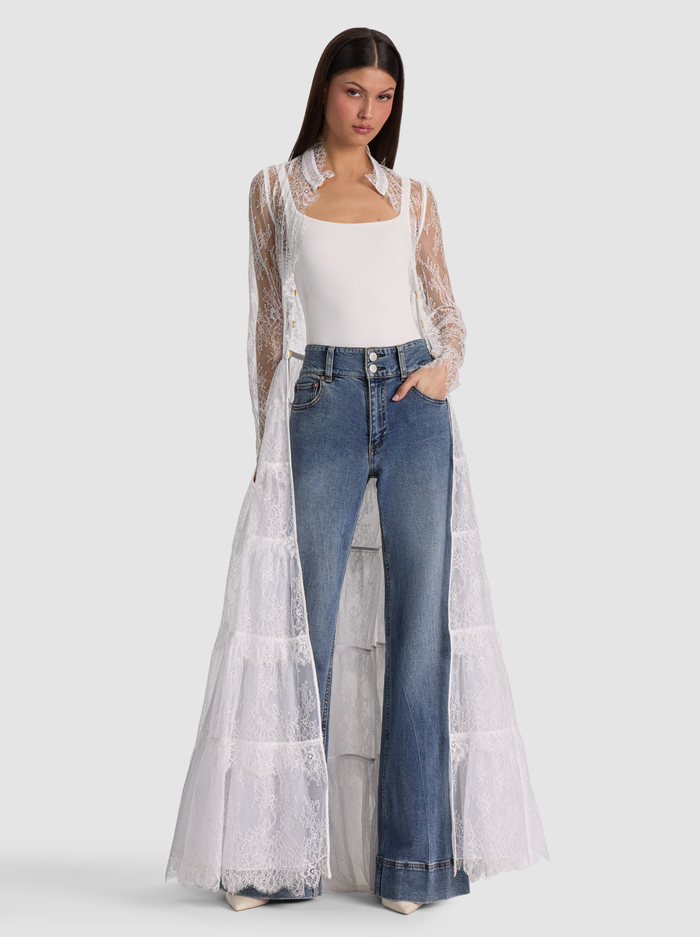 XAVIER TIERED LACE MAXI COAT - OFF WHITE image 4 - ALICE + OLIVIA