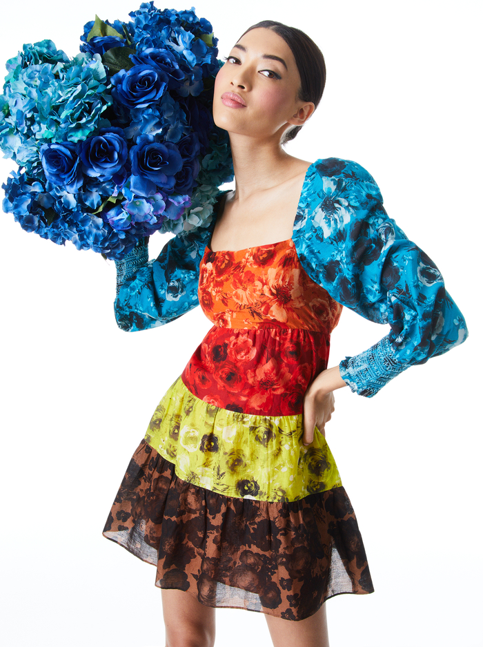 ROWEN TIERED SQUARE NECK BABYDOLL DRESS - MULTI image 2 - Alice And Olivia