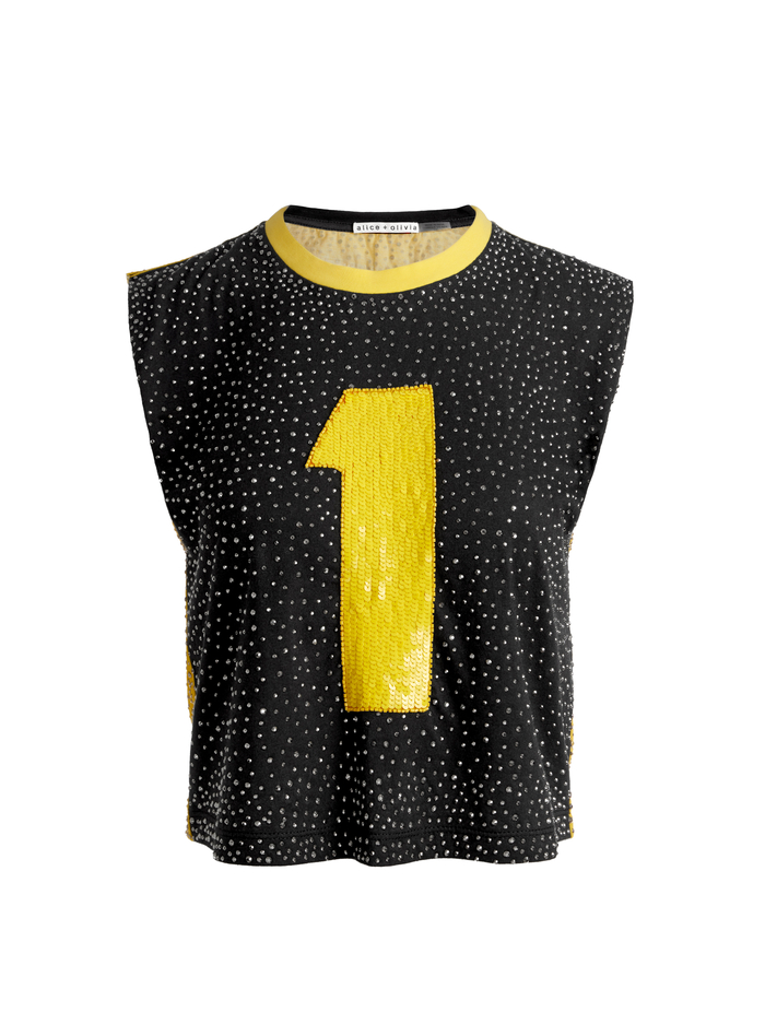 A+O X THE BEATLES MICAH MUSCLE TANK - NUMBER ONE image 6 - Alice And Olivia