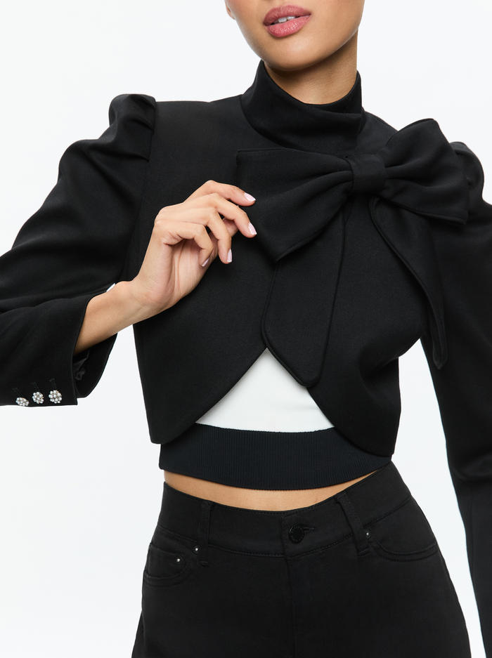 ADDISON BOW JACKET - BLACK/BLACK image 4 - Alice And Olivia