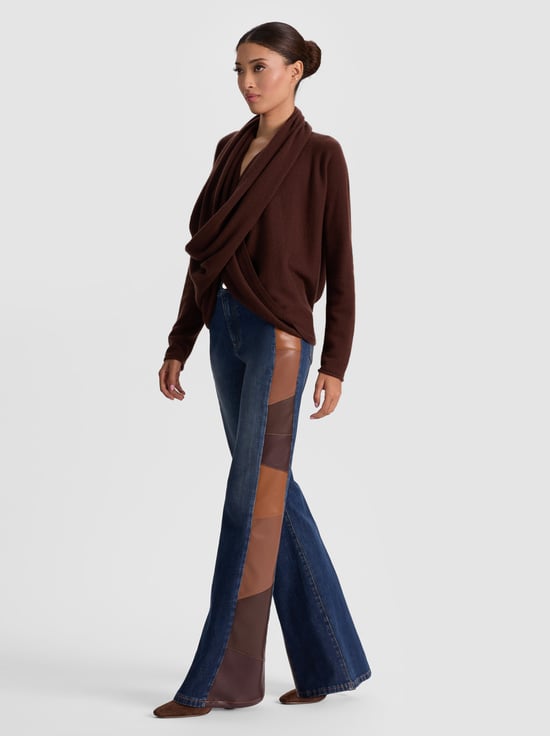 DARK CHOCOLATE-JULES CASHMERE DRAPED PULLOVER