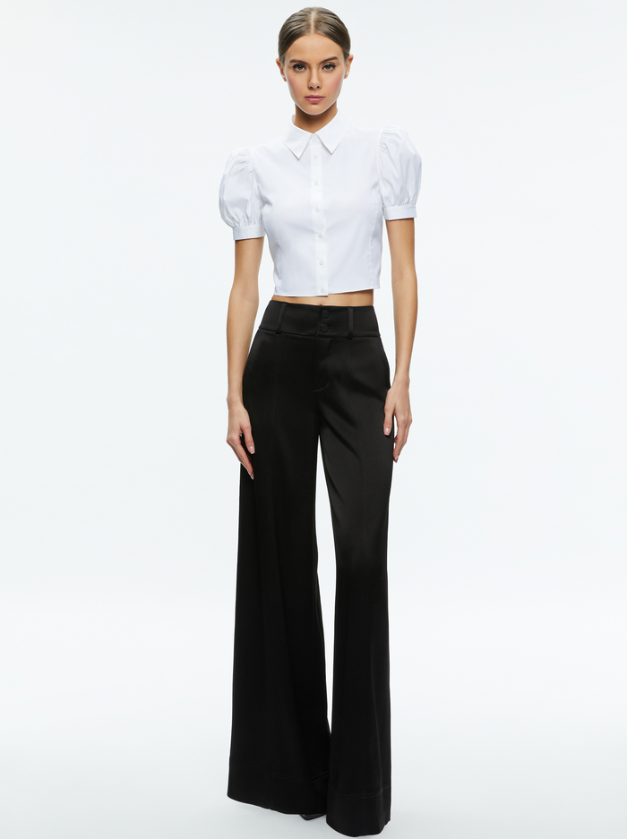 WILLA CROPPED PUFF SLEEVE BUTTON DOWN - OFF WHITE image 2 - Alice And Olivia