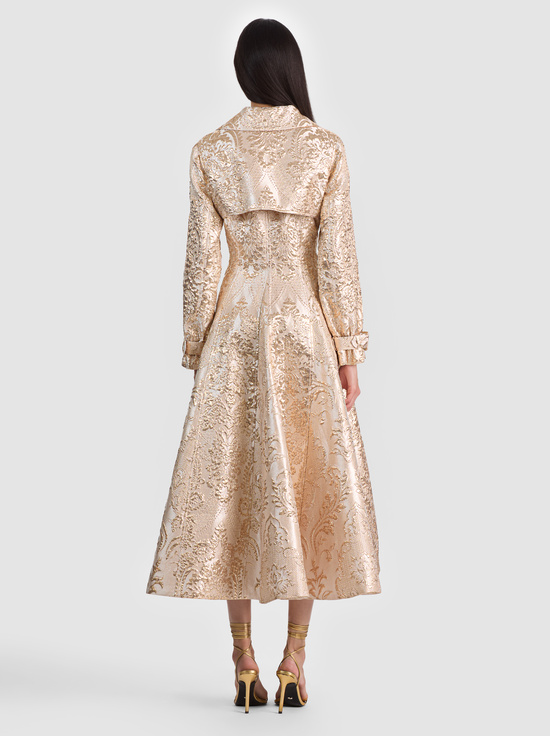 GOLD-ELLIE TRENCH COAT WITH MIXED JACQUARD