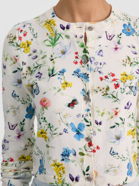 TWISTING VINES OFF WHITE-CARSON PRINTED CARDIGAN