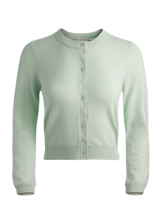 GREEN TEA-DOLLIE CASHMERE CARDIGAN