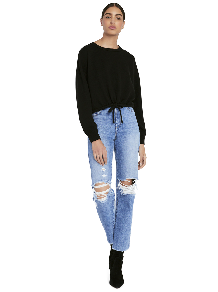 BERNETTA PULLOVER WITH DRAWSTRING - BLACK image 4 - ALICE + OLIVIA