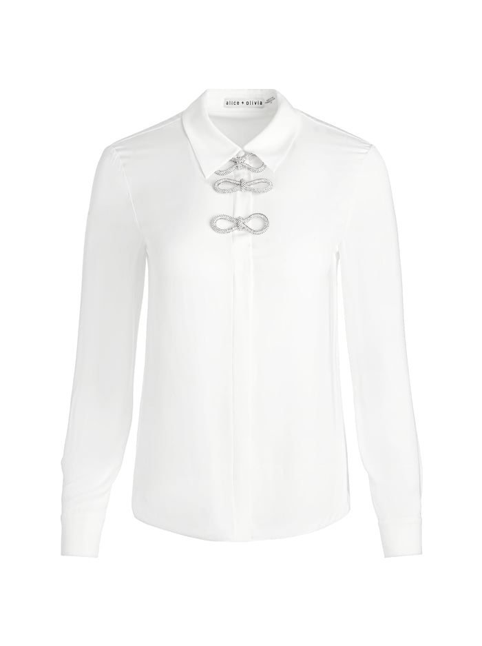 WILLA PLACKET BOW TOP - OFF WHITE image 5 - Alice And Olivia