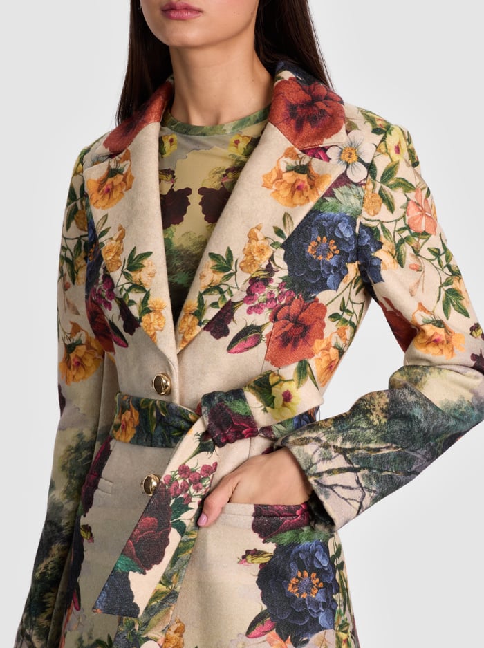 JOELLE BELTED COAT - FORBIDDEN FOREST image 3 - Alice And Olivia